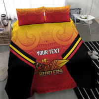 Papua New Guinea Rugby Custom Bedding Set Go PNG Hunters Polynesian Pattern - Polynesian Pride