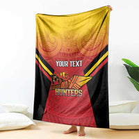 Papua New Guinea Rugby Custom Blanket Go PNG Hunters Polynesian Pattern - Polynesian Pride