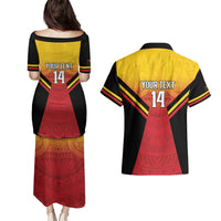 Papua New Guinea Rugby Custom Couples Matching Puletasi and Hawaiian Shirt Go PNG Hunters Polynesian Pattern - Polynesian Pride
