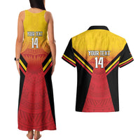 Papua New Guinea Rugby Custom Couples Matching Tank Maxi Dress and Hawaiian Shirt Go PNG Hunters Polynesian Pattern - Polynesian Pride