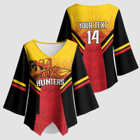 Papua New Guinea Rugby Custom Kimono Sleeve Blouse Go PNG Hunters Polynesian Pattern - Polynesian Pride