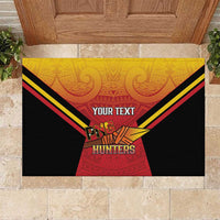Papua New Guinea Rugby Custom Rubber Doormat Go PNG Hunters Polynesian Pattern - Polynesian Pride