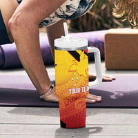 Papua New Guinea Rugby Custom Tumbler With Handle Go PNG Hunters Polynesian Pattern - Polynesian Pride