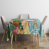Aloha Hawaii Mele Kalikimaka Tablecloth Chilling Santa With Pineapple - Polynesian Pattern
