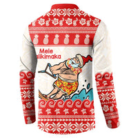 Mele Kalikimaka Hawaii Button Sweatshirt Water-skiing Santa Tropical Vibes