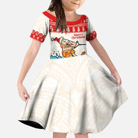 Mele Kalikimaka Hawaii Family Matching Short Sleeve Bodycon Dress and Hawaiian Shirt Water-skiing Santa Tropical Vibes