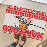 Mele Kalikimaka Hawaii Rubber Doormat Water-skiing Santa Tropical Vibes