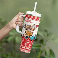 Mele Kalikimaka Hawaii Tumbler With Handle Water-skiing Santa Tropical Vibes