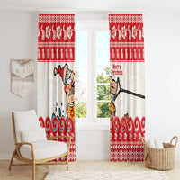 Mele Kalikimaka Hawaii Window Curtain Water-skiing Santa Tropical Vibes