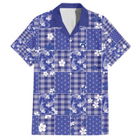 Blue Palaka Japanese Patterns Family Matching Summer Maxi Dress and Hawaiian Shirt Koi Fish Asanoha Sakura Patchwork Stylized - Polynesian Pride