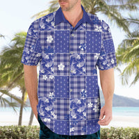 Blue Palaka Japanese Patterns Hawaiian Shirt Koi Fish Asanoha Sakura Patchwork Stylized - Polynesian Pride