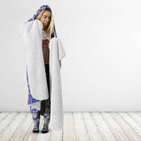 Blue Palaka Japanese Patterns Hooded Blanket Koi Fish Asanoha Sakura Patchwork Stylized - Polynesian Pride