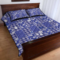 Blue Palaka Japanese Patterns Quilt Bed Set Koi Fish Asanoha Sakura Patchwork Stylized - Polynesian Pride