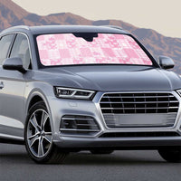 Pink Palaka Japanese Patterns Auto Sun Shade Koi Fish Asanoha Sakura Patchwork Stylized - Polynesian Pride