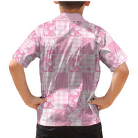 Pink Palaka Japanese Patterns Family Matching Mermaid Dress and Hawaiian Shirt Koi Fish Asanoha Sakura Patchwork Stylized LT14 - Polynesian Pride