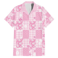 Pink Palaka Japanese Patterns Family Matching Short Sleeve Bodycon Dress and Hawaiian Shirt Koi Fish Asanoha Sakura Patchwork Stylized LT14 Dad's Shirt - Short Sleeve Pink - Polynesian Pride