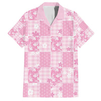 Pink Palaka Japanese Patterns Family Matching Summer Maxi Dress and Hawaiian Shirt Koi Fish Asanoha Sakura Patchwork Stylized - Polynesian Pride
