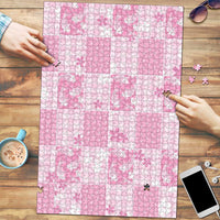 Pink Palaka Japanese Patterns Puzzle Koi Fish Asanoha Sakura Patchwork Stylized - Polynesian Pride