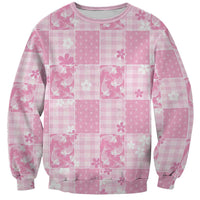 Pink Palaka Japanese Patterns Sweatshirt Koi Fish Asanoha Sakura Patchwork Stylized - Polynesian Pride