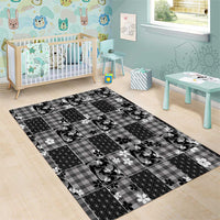 Black Palaka Japanese Patterns Area Rug Koi Fish Asanoha Sakura Patchwork Stylized - Polynesian Pride