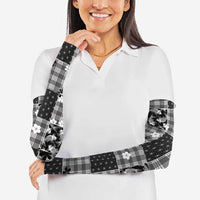 Black Palaka Japanese Patterns Arm Sleeves Koi Fish Asanoha Sakura Patchwork Stylized - Polynesian Pride
