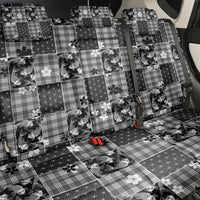 Black Palaka Japanese Patterns Back Car Seat Cover Koi Fish Asanoha Sakura Patchwork Stylized - Polynesian Pride