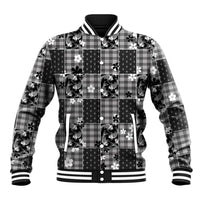 Black Palaka Japanese Patterns Baseball Jacket Koi Fish Asanoha Sakura Patchwork Stylized - Polynesian Pride