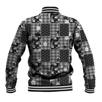 Black Palaka Japanese Patterns Baseball Jacket Koi Fish Asanoha Sakura Patchwork Stylized - Polynesian Pride