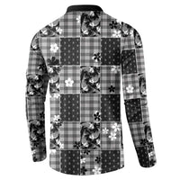 Black Palaka Japanese Patterns Button Sweatshirt Koi Fish Asanoha Sakura Patchwork Stylized LT14 - Polynesian Pride
