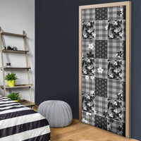 Black Palaka Japanese Patterns Door Cover Koi Fish Asanoha Sakura Patchwork Stylized - Polynesian Pride