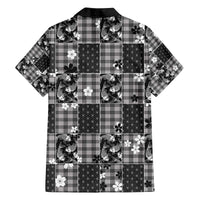 Black Palaka Japanese Patterns Family Matching Off The Shoulder Long Sleeve Dress and Hawaiian Shirt Koi Fish Asanoha Sakura Patchwork Stylized - Polynesian Pride
