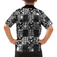 Black Palaka Japanese Patterns Family Matching Puletasi and Hawaiian Shirt Koi Fish Asanoha Sakura Patchwork Stylized - Polynesian Pride