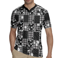 Black Palaka Japanese Patterns Rugby Jersey Koi Fish Asanoha Sakura Patchwork Stylized - Polynesian Pride