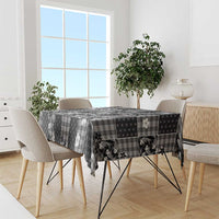 Black Palaka Japanese Patterns Tablecloth Koi Fish Asanoha Sakura Patchwork Stylized - Polynesian Pride