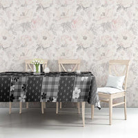 Black Palaka Japanese Patterns Tablecloth Koi Fish Asanoha Sakura Patchwork Stylized - Polynesian Pride