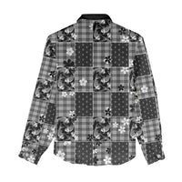Black Palaka Japanese Patterns Women Casual Shirt Koi Fish Asanoha Sakura Patchwork Stylized - Polynesian Pride