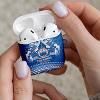 Toa Samoa Rugby Custom AirPods Case Uso aso uma Samoan Pattern Blue - Polynesian Pride