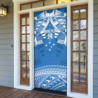 Toa Samoa Rugby Custom Door Cover Uso aso uma Samoan Pattern Blue - Polynesian Pride