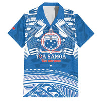 Toa Samoa Rugby Custom Family Matching Long Sleeve Bodycon Dress and Hawaiian Shirt Uso aso uma Samoan Pattern Blue - Polynesian Pride