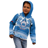 Toa Samoa Rugby Custom Kid Hoodie Uso aso uma Samoan Pattern Blue - Polynesian Pride