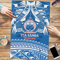 Toa Samoa Rugby Custom Puzzle Uso aso uma Samoan Pattern Blue - Polynesian Pride
