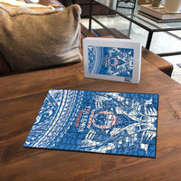 Toa Samoa Rugby Custom Puzzle Uso aso uma Samoan Pattern Blue - Polynesian Pride