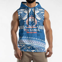 Toa Samoa Rugby Custom Sleeveless Hoodie Uso aso uma Samoan Pattern Blue - Polynesian Pride