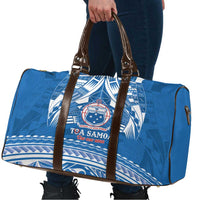 Toa Samoa Rugby Custom Travel Bag Uso aso uma Samoan Pattern Blue - Polynesian Pride