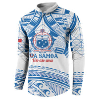 Toa Samoa Rugby Custom Button Sweatshirt Uso aso uma Samoan Pattern White - Polynesian Pride