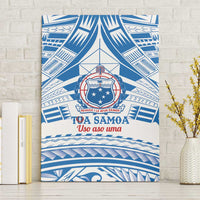 Toa Samoa Rugby Custom Canvas Wall Art Uso aso uma Samoan Pattern White - Polynesian Pride