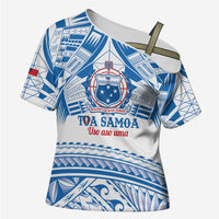 Toa Samoa Rugby Custom Cross Shoulder Shirt Uso aso uma Samoan Pattern White - Polynesian Pride