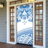Toa Samoa Rugby Custom Door Cover Uso aso uma Samoan Pattern White - Polynesian Pride
