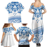 Toa Samoa Rugby Custom Family Matching Summer Maxi Dress and Hawaiian Shirt Uso aso uma Samoan Pattern White - Polynesian Pride