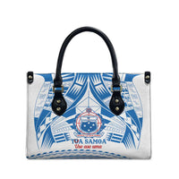Toa Samoa Rugby Custom Leather Bag Uso aso uma Samoan Pattern White - Polynesian Pride